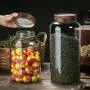Bouteille de rangement en bois d'acacia, grande, avec couvercle transparent, idéal pour les écorces d'agrumes, pour thé, forme ronde, silicone étanche. Bouteille de rangement en bois d'acacia, grande, avec couvercle transparent, idéal pour les écorces d'agrumes, pour thé, forme ronde, silicone étanche.