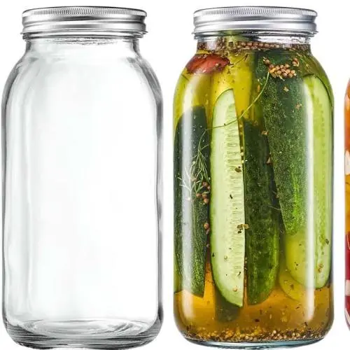 Bouteilles en verre de grande capacité 1,9L (64 oz) - Bouteilles Mason pour légumes en conserve et cornichons scellées. Bouteilles en verre de grande capacité 1,9L (64 oz) - Bouteilles Mason pour légumes en conserve et cornichons scellées.