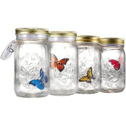 Butterfly in A Jar Vibration Induction Flying Butterfly Simulated Butterfly Jars LED Butterfly in A Jar Fluttering Valentine Kids Gift Home Decor