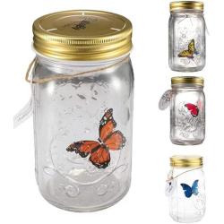 Butterfly in A Jar Vibration Induction Flying Butterfly Simulated Butterfly Jars LED Butterfly in A Jar Fluttering Valentine Kids Gift Home Decor