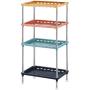 4-Tier Multicolor Plastic Storage Rack Easy Assembly Space Saving for Kitchen,Laundry Room,Bathroom