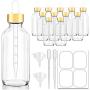 Dropper Bottles, 4oz Clear/amber/pink Glass Eye Dropper Bottle for Essential Oils with Labels and Funnels, 12 Pack Tincture Bottles with Golden Top (Unbreakable Plastic Dropper with Measurements)