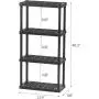 USA 4-Shelf Heavy Duty Plastic Storage Shelves, 160lb Capacity, 48