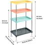 4-Tier Multicolor Plastic Storage Rack Easy Assembly Space Saving for Kitchen,Laundry Room,Bathroom