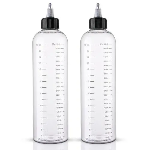 Cosywell Haaröl Applikator 500ml/16.9oz oder 230ml/8.5oz Dosierflaschen mit Skala, Farböl Applikator Flasche Twist-On Top Tip, leere Kunststoff Farböl Flasche 2er Pack