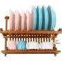 Utoplike Teak Dish Drainer Rack Collapsible 2 Tier Dish Rack Dish Drying Rack Foldable Plate Organizer Holder for Kitchen Compact
