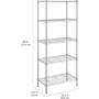 Amazon Basics 5-Shelf Adjustable Steel Storage Shelving Unit, 200 lb Capacity per Shelf, 23.2 x 13.4 x 60 inches, Chrome