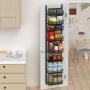 12,3 Zoll Schmale Über-Tür-Vorratsschränke, 8-stufige Über-Tür-Organizer mit verstellbarem Korb, Pantry Tür Organisation für Pantry Küche Lagerraum Gewürzregal, Schwarz