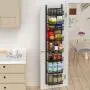 12.3 inches W Narrow Over the Door Pantry Organizer, 8-Tier Over the Door Organizer with Adjustable Basket, Pantry Door Organization for Pantry Kitchen Storage Room Spice Rack, Black
