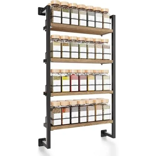 ZICOTO Wandregal für Gewürze - platzsparender Hängeaufbewahrer für bis zu 56 Gläser – Perfekt für Gewürzvorrat in Küche, modern & einfach zu installieren