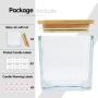 Creahaus 9pack, Square Candle Jars with Bamboo Lids, Thickened Glass Candle Containers with Warning Labels, Empty Candle Vessels for Candle Making DIY Craft