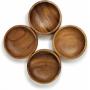 Acacia Wood Hand-Carved Small Bowls Round 4\'\' Set of 4 for Condiments, Sauce, Nuts, Olives, Dips and Food Prep (6oz)