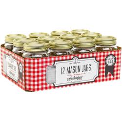 Anchor Hocking 1 Pint /16oz/480ml Home Canning Jars with Metal Lids and Rings, Clear - Pack of 12