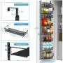 12.3 inches W Narrow Over the Door Pantry Organizer, 8-Tier Over the Door Organizer with Adjustable Basket, Pantry Door Organization for Pantry Kitchen Storage Room Spice Rack, Black