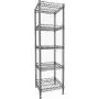 GIOTORENT 5 Tier Standing Shelving Metal Units, Adjustable Height Wire Shelf Display Rack for Laundry Bathroom Kitchen 11.8 W x 11.8 D x 50 H (5-Tier, Black)