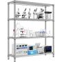MZG 4 Tier Storage Rack Metal Wire Shelving Unit, Storage Standing Shelf Organizer for Laundry Bathroom Kitchen Pantry Closet Garage Basement Utility Room, Chrome 17.7