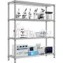 MZG 4 Tier Storage Rack Metal Wire Shelving Unit, Storage Standing Shelf Organizer for Laundry Bathroom Kitchen Pantry Closet Garage Basement Utility Room, Chrome 17.7