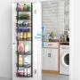 12.3 inches W Narrow Over the Door Pantry Organizer, 8-Tier Over the Door Organizer with Adjustable Basket, Pantry Door Organization for Pantry Kitchen Storage Room Spice Rack, Black