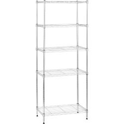 Amazon Basics 5-Shelf Adjustable Steel Storage Shelving Unit, 200 lb Capacity per Shelf, 23.2 x 13.4 x 60 inches, Chrome