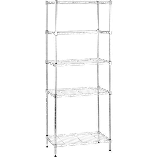 Amazon Basics 5-Shelf Adjustable Steel Storage Shelving Unit, 200 lb Capacity per Shelf, 23.2 x 13.4 x 60 inches, Chrome