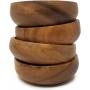 Acacia Wood Hand-Carved Small Bowls Round 4\'\' Set of 4 for Condiments, Sauce, Nuts, Olives, Dips and Food Prep (6oz)