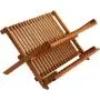 Utoplike Teak Dish Drainer Rack Collapsible 2 Tier Dish Rack Dish Drying Rack Foldable Plate Organizer Holder for Kitchen Compact