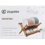Utoplike Teak Dish Drainer Rack Collapsible 2 Tier Dish Rack Dish Drying Rack Foldable Plate Organizer Holder for Kitchen Compact