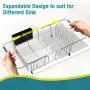 Dish Drying Rack in Sink - Expandable Stainless Steel Dish Drainers for Kitchen Counter, Dish Dryer Rack for Inside Sink, Over The Sink Dish Racks with Utensil Holder, Silver
