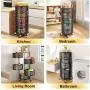 Fruit and Vegetable Basket Bowls for Kitchen with Metal Top Lid, SNTD 5 Tier Rotating Storage Rack Cart for Potato Onion Bread Banana, Wire Basket Organizer on Wheels, Large, Black