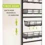 Over The Door Pantry Organizer, Pantry Storage and Organization, 6-Tier Adjustable Hanging Baskets, Metal Wall Mount Spice Rack Seasoning Shelves for Home & Kitchen, Laundry Bathroom - Black