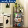 REGILLER 5-Wire Shelving Metal Storage Rack Adjustable Shelves,Standing Storage Shelf Units for Laundry Bathroom Kitchen Pantry Closet(Black,11.8