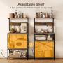 SUPERJARE Kitchen Bakers Rack with Power Outlet, Coffee Bar Table 4 Tiers, Kitchen Microwave Stand with 6 S-shaped Hooks, Kitchen Storage Shelf Rack for Spices, Pots and Pans - Rustic Brown