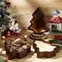 4 Pièces Bol en Bois de Noël, Plateau de Noël, Plateau à Tartines en Bois Rustique, Assiette de Noël, Bol en Paulownia Sculpté à la Main pour Décoration de Bougies, Décoration de Maison, Service de Table