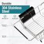 Dish Drying Rack in Sink - Expandable Stainless Steel Dish Drainers for Kitchen Counter, Dish Dryer Rack for Inside Sink, Over The Sink Dish Racks with Utensil Holder, Silver