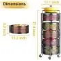 Fruit and Vegetable Basket Bowls for Kitchen with Metal Top Lid, SNTD 5 Tier Rotating Storage Rack Cart for Potato Onion Bread Banana, Wire Basket Organizer on Wheels, Large, Black