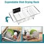 Dish Drying Rack in Sink - Expandable Stainless Steel Dish Drainers for Kitchen Counter, Dish Dryer Rack for Inside Sink, Over The Sink Dish Racks with Utensil Holder, Silver