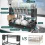 B-Land Dish Drying Rack: 2 Tier Dish Racks for Kitchen Counter and Sink - Large Dish Drying Rack with Drainboard & Utensil Holders - Stainless Steel Dish Drainers Kitchen Organization and Storage