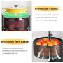 Fruit and Vegetable Basket Bowls for Kitchen with Metal Top Lid, SNTD 5 Tier Rotating Storage Rack Cart for Potato Onion Bread Banana, Wire Basket Organizer on Wheels, Large, Black
