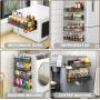 Magnetic Spice Rack for Refrigerator, 4 Pack Magnetic Shelf, Fridge Magnet Organizer with Moveable 8 Hooks, Magnetic Fridge Shelf for Kitchen Organization and Storage (4 Pack)