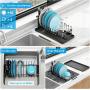 ANTOPY Sink Dish Drying Rack - Expandable Small Dish Rack Over Sinks with Silicone Drying Tray, Dish Drainer for Kitchen Counter with Cutlery Holder, Drying Rack Fit for 14’’-19’’ Kitchen Sink