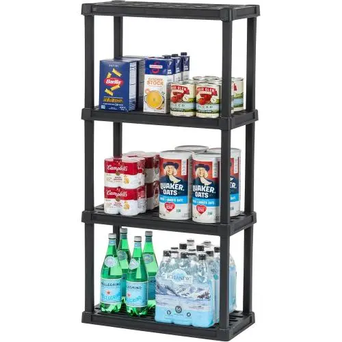 USA 4-Shelf Heavy Duty Plastic Storage Shelves, 160lb Capacity, 48