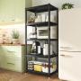 REIBII 5-Tier Adjustable Storage Shelves with Wheels, metal Shelving for Storage 1160LBS Wire Shelving Units Utility Shelf for Kitchen, Pantry, Bathroom, Office Organization, 15.6