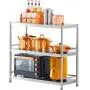 susunnus Stainless Steel Shelves 3 Tier Storage Shelves for Kitchen Garage Shelves Heavy Duty Shelving Metal Shelving Units and Storage Kitchen Industrial Storage Rack(with Guardrails)