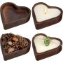 4 Pcs Valentine\'s Day Wooden Candle Bowl Heart Tray Dough Charcuterie Board Rustic Love Heart Sushi Plate Hand Carved Wood Bowl Paulownia Board for DIY Candles Decoration Dining Home