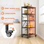 REIBII 5-Tier Adjustable Storage Shelves with Wheels, metal Shelving for Storage 1160LBS Wire Shelving Units Utility Shelf for Kitchen, Pantry, Bathroom, Office Organization, 15.6