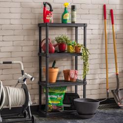 USA 4-Shelf Heavy Duty Plastic Storage Shelves, 160lb Capacity, 48