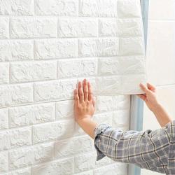 100pcs Ultimate 3D Wall Sticker Panels - DIY Self-Adhesive Foam Brick Wallpaper - Waterproof, Realistic Effect - Ideal For Living Room, Bathroom, Kitchen & Bedroom Decor - Easy Install, Durable