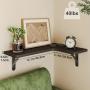 [Rustic Corner Shelves] Set Of 5 Black Corner Floating Shelves, Corner Book Shelf - Rustic Wall Shelves For Bathroom, Kitchen, Seasoning Bottles, Bedroom Or Living Room, Valentine's Day Decor