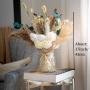 65pcs Artificial Rose Bouquet with Pampas Grass & Baby’s Breath – Elegant White Roses, Beige & Brown Dried Flowers for Home Decor, Wedding Centerpiece, Valentine’s Gift Set, Party Arrangement