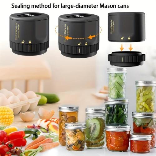 1pc Automatic Vacuum Sealer, Electric Mason Jar Vacuum Sealer, Automatic Vacuum Pump, One-key Operation, Leak-proof Seal, Suitable for Ordinary Wide-mouth Can Containers, Portable Food Preserver, for Freeze-dried Food Storage, Kitchen Tool.
